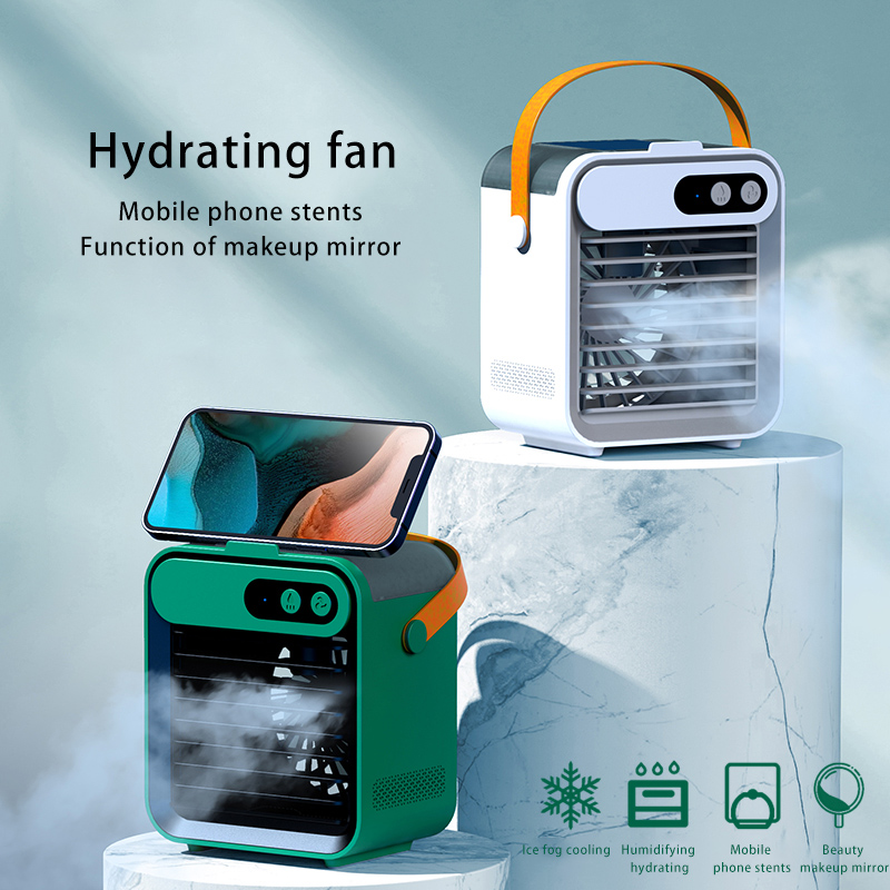 Mini Refrigeration Air Conditioner Home Outdoor Small Air Cooler Portable Mobile Phone Holder Spray Usb Electric Fan - Image 2