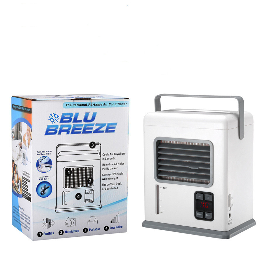 New Air Cooler Battery Plug-In Dual-Use Air Conditioner Desktop Smart Digital Display Mini BLU BREEZE Air Cooler - Image 5