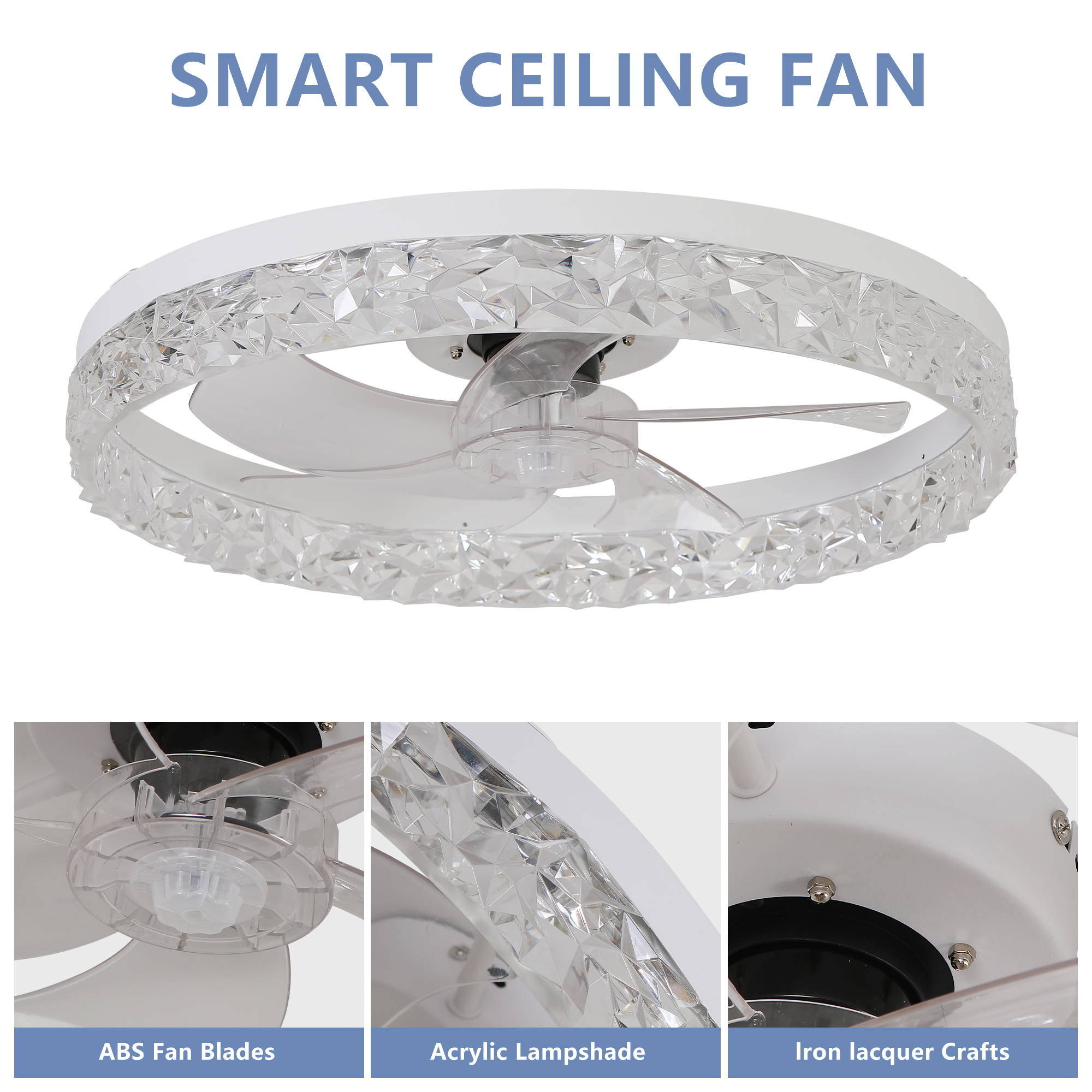 Modern acrylic ceiling fan light with remote control, dimmable LED pendant light, 6-speed adjustable, silent motor - Image 10