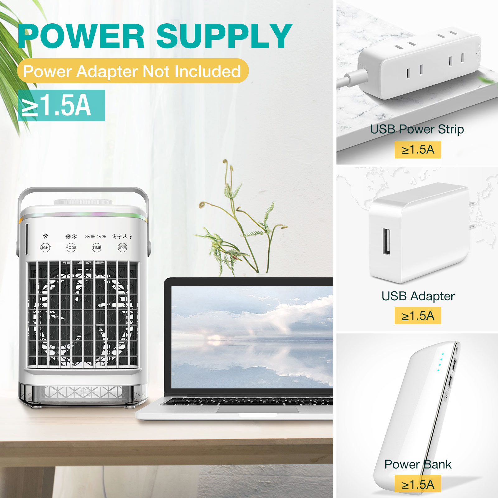 4-Speed Air Conditioning Fan USB Humidification Spray Cooling Fan Household Air Cooler Portable Electric Fan Mini Fan - Image 5