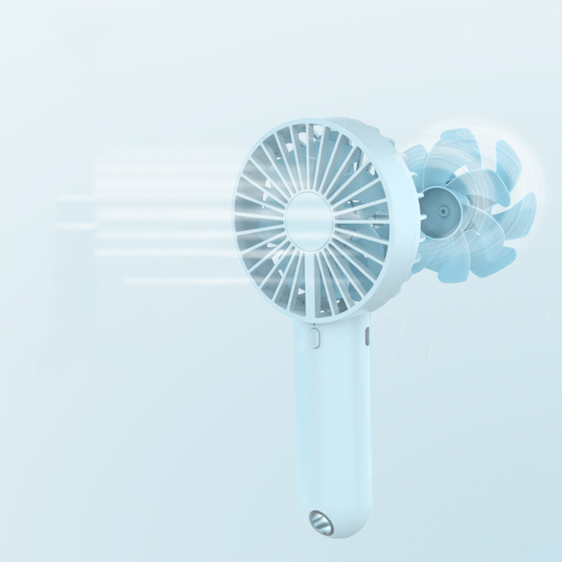 Simple Solid Color New Mini Creative Double Leaf Small Fan Portable USB Charging Fan - Image 2