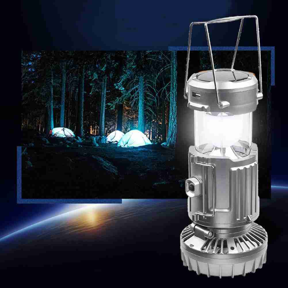Portable Outdoor LED Camping Lantern With Fan Solar Charge Rechargeable Light Hanging Tent Lamp Fish Flashlight - Image 3