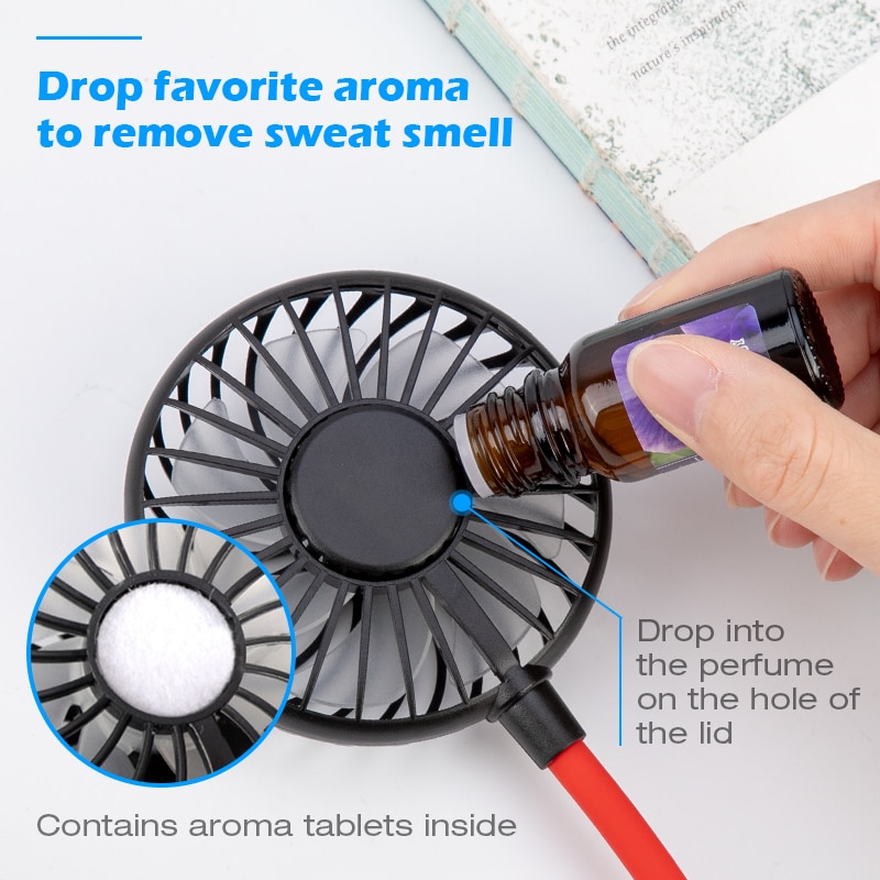 Mini USB Portable Fan Neck Fan Neckband With Rechargeable Battery Small Desk Fans handheld Air Cooler Conditioner for Room - Image 4