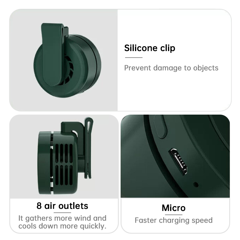 Outdoor Clip-On Fan for Camping & Fishing – Portable Bladeless Neck Fan, USB Rechargeable Belt Fan for Hiking & Travel - Image 6