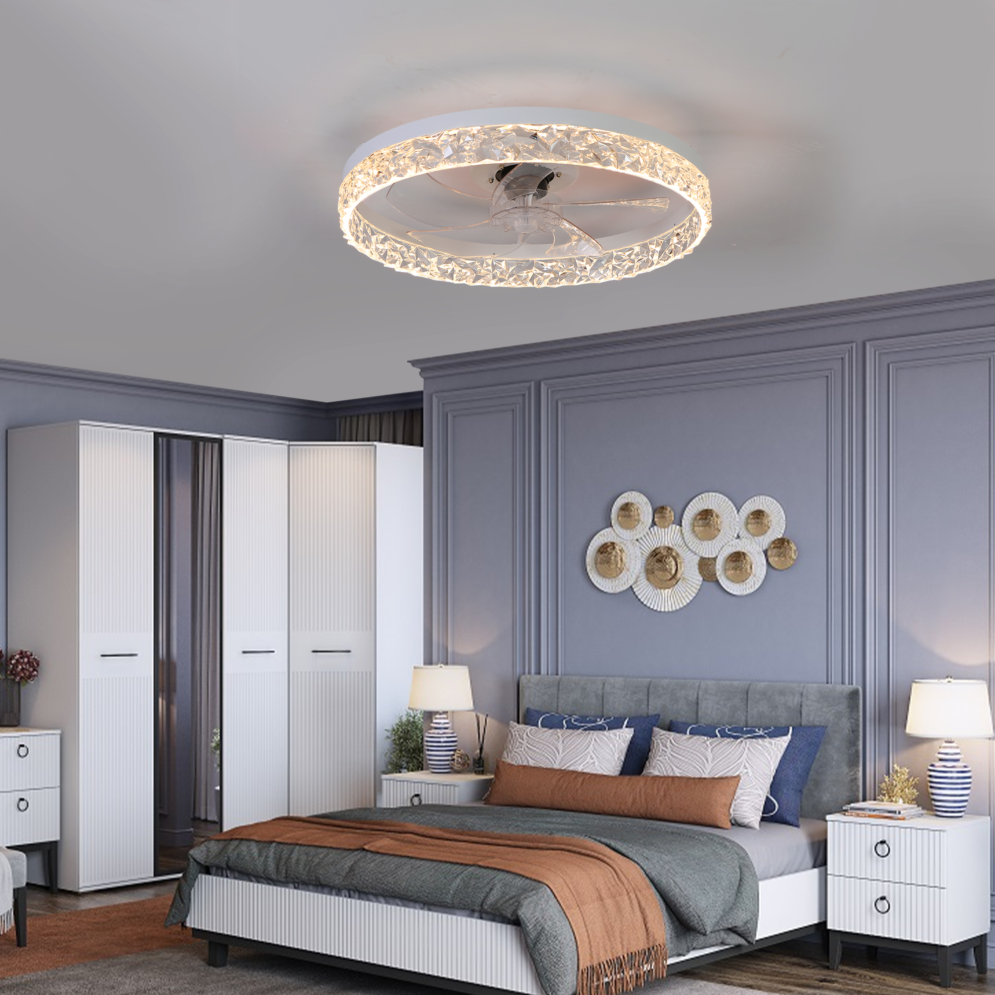 Modern acrylic ceiling fan light with remote control, dimmable LED pendant light, 6-speed adjustable, silent motor - Image 4
