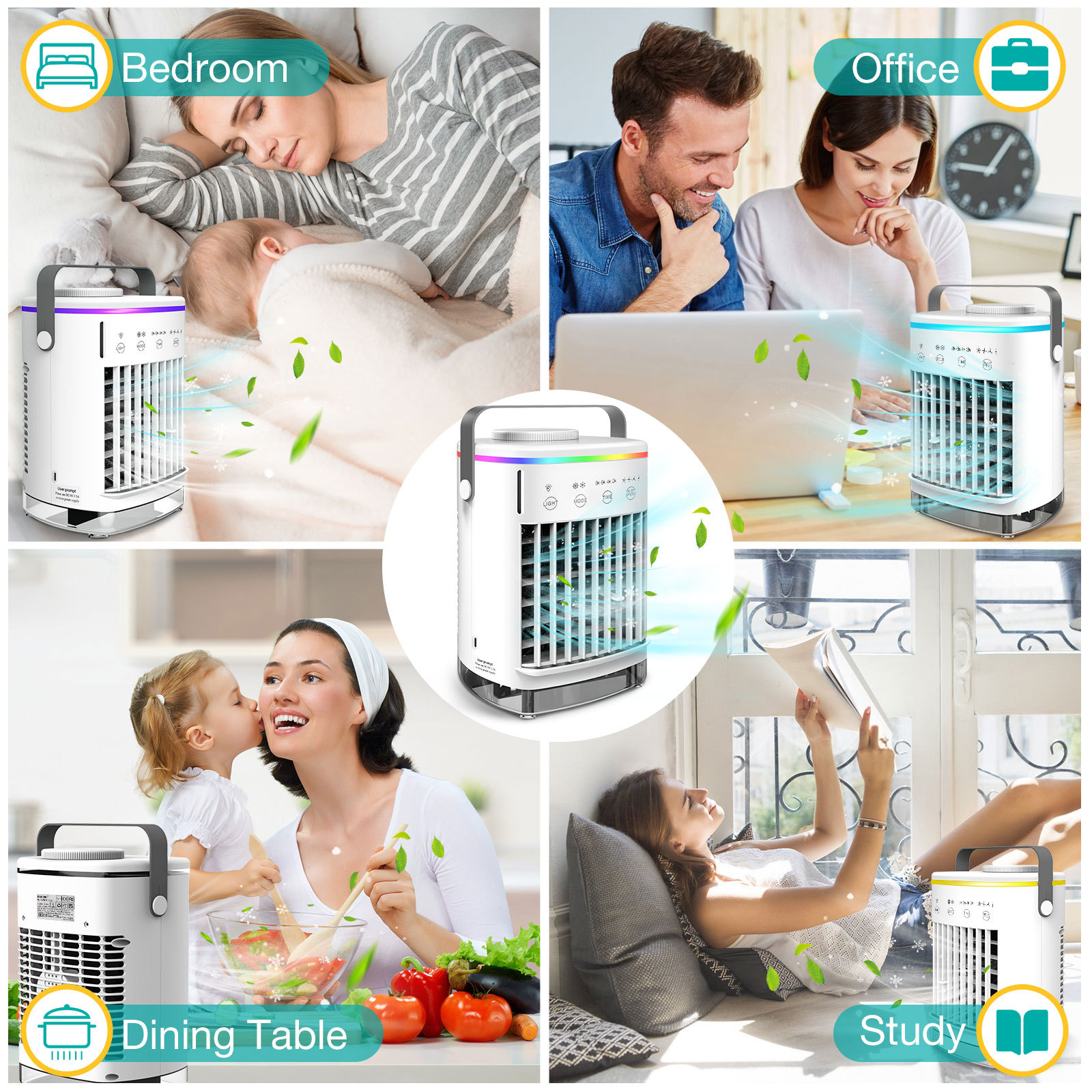 4-Speed Air Conditioning Fan USB Humidification Spray Cooling Fan Household Air Cooler Portable Electric Fan Mini Fan - Image 4