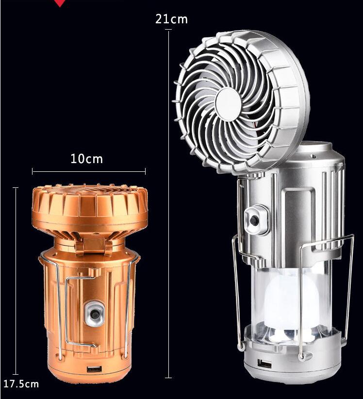 Portable Outdoor LED Camping Lantern With Fan Solar Charge Rechargeable Light Hanging Tent Lamp Fish Flashlight - Image 4