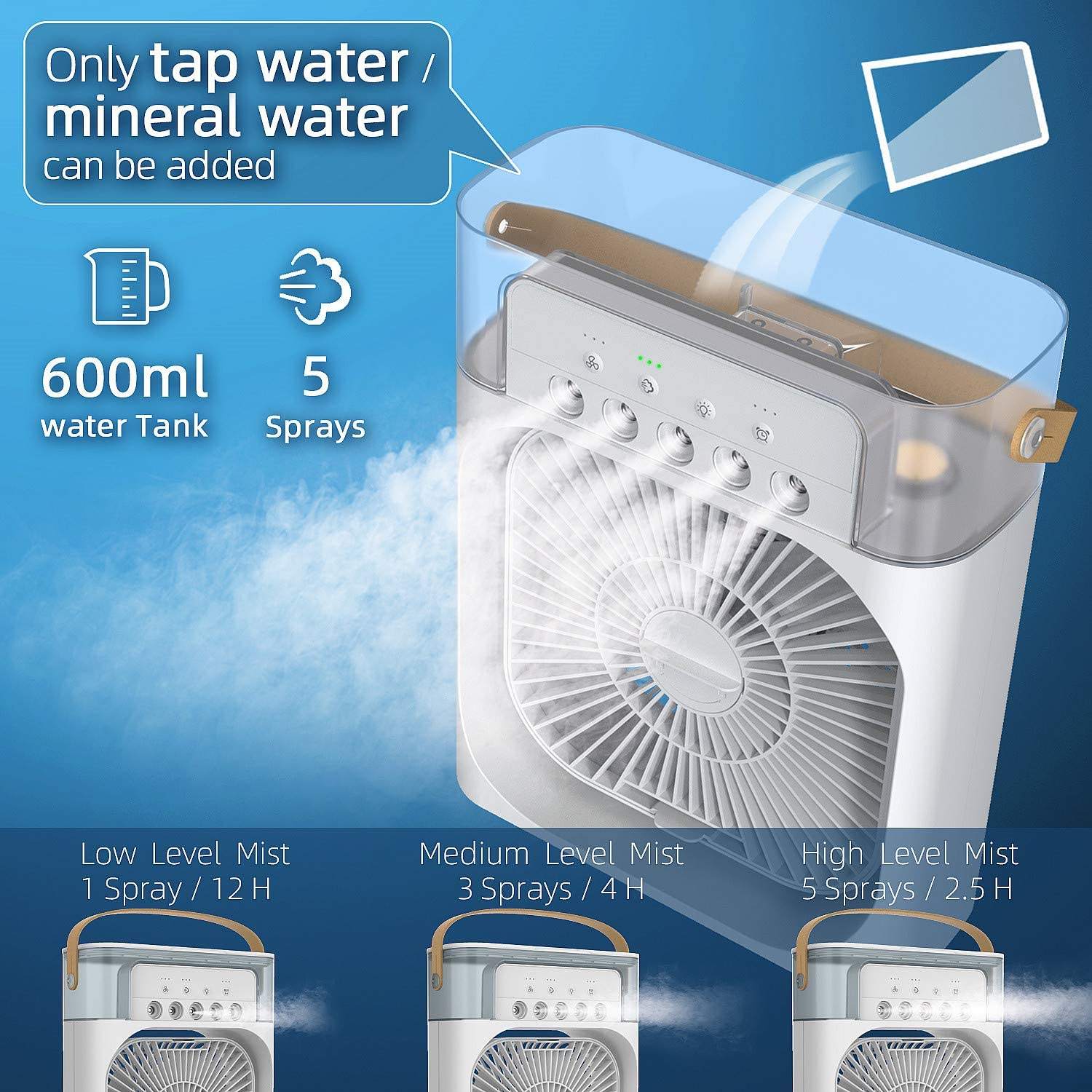 Desktop Electric Fan Air Cooler Water Cooling Spray Fan Portable Air Conditioner USB Humidification Fan Mini Air Humidifier - Image 2