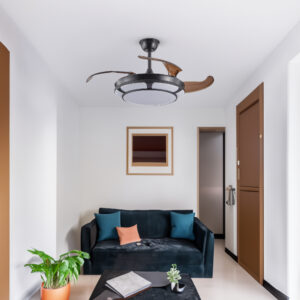Modern Minimalist Invisible Ceiling Fan Light – Retractable Fan With LED Fixtures – For Living Room, Bedroom and Dining room