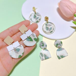 Soft Pottery Spot Pattern Autumn and Winter Matcha Green Women’s Earrings Fashion Geometric Irregular Trend Earrings