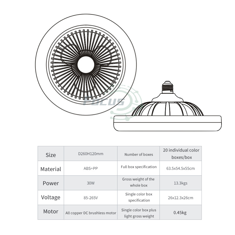 30W Silent 3 Speeds Ceiling Fan with Remote Control with Lighting Lamp E27 Converter Base for Bedroom Living Home - Image 4