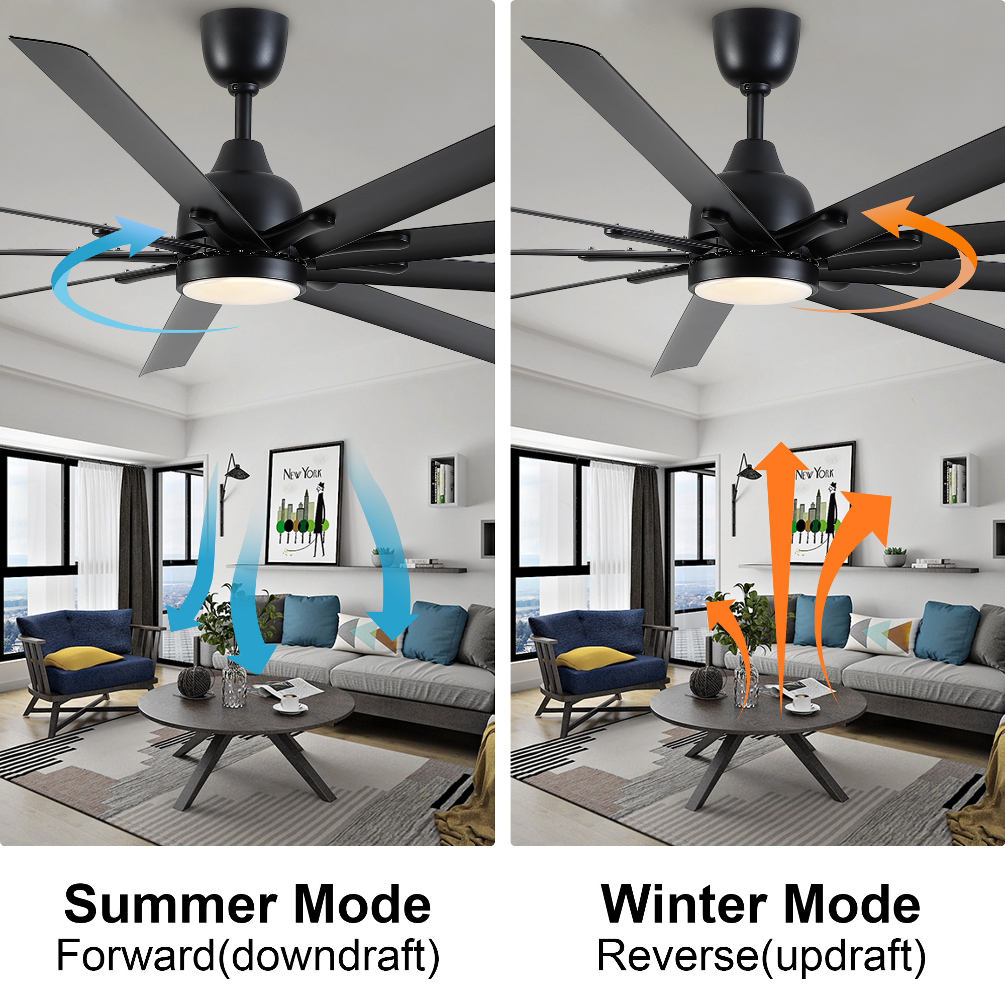 84 In Super Large Black Ceiling Fan with Remote Control - Image 12