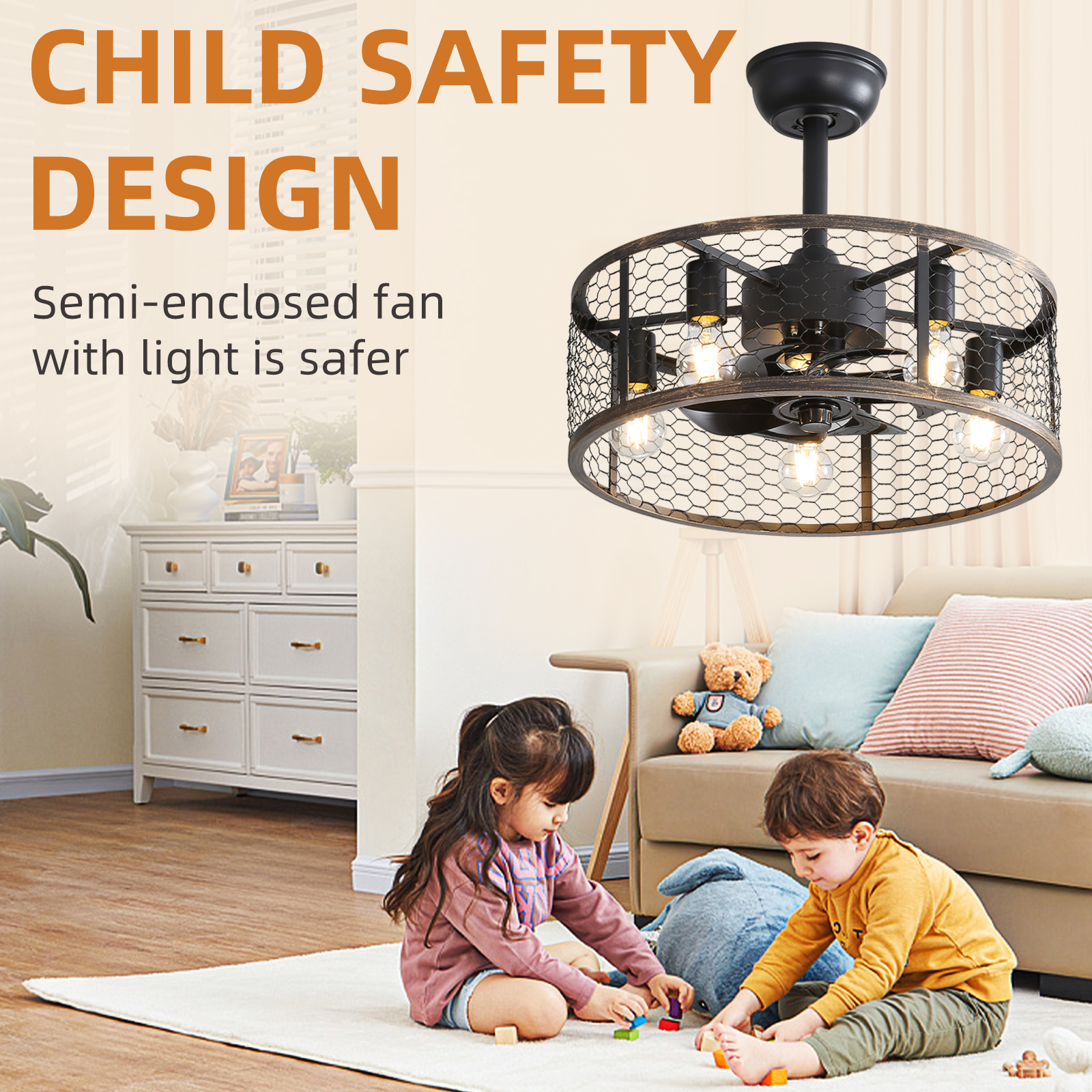 19.7In Classic Ceiling Fan with Light - Image 3