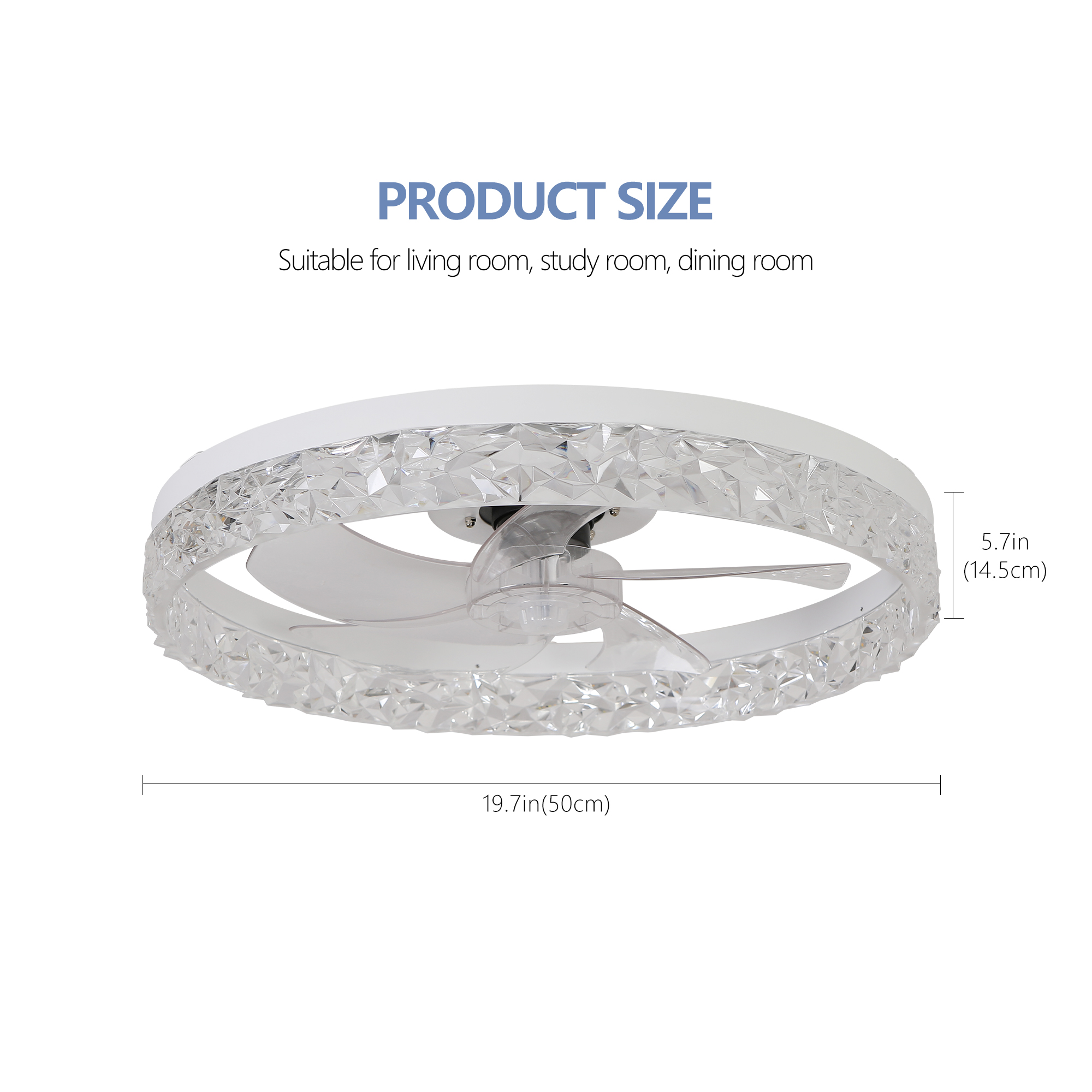 Modern acrylic ceiling fan light with remote control, dimmable LED pendant light, 6-speed adjustable, silent motor - Image 8