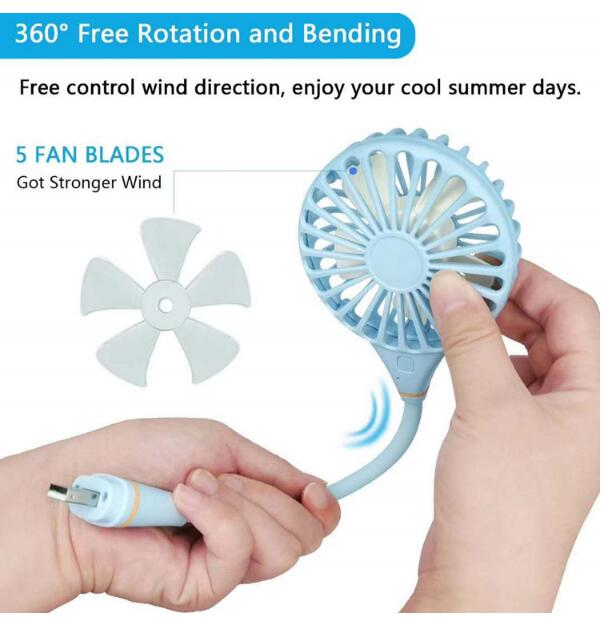 Rechargeable Hands-Free Neck Hanging Sports 3 Gears Fan Wearable Portable USB Flexible Rechargeable Neckband Mini Desk Fan Air - Image 4