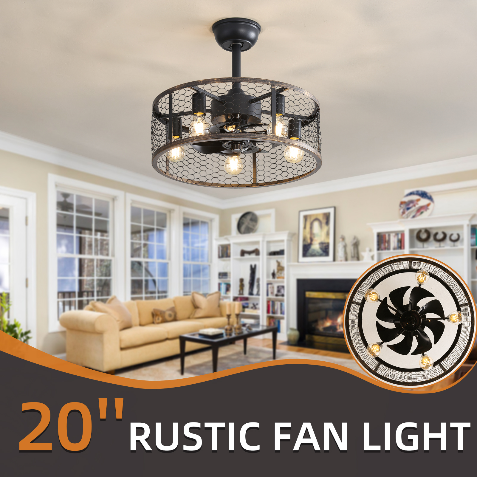 19.7In Classic Ceiling Fan with Light - Image 4