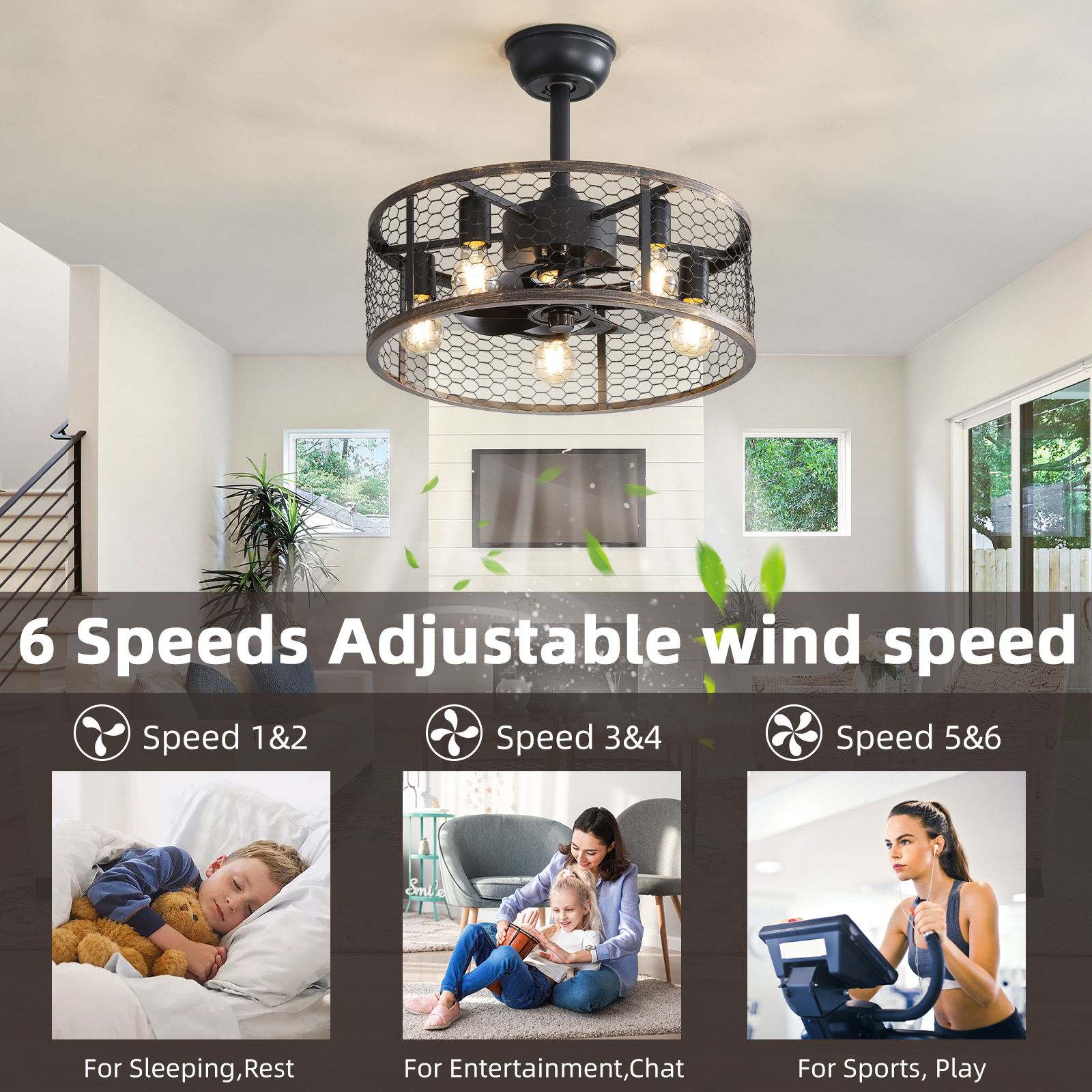 19.7In Classic Ceiling Fan with Light - Image 7