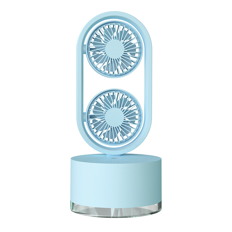 Two-In-One New Double-Leaf Spray Water-Cooled Fan Desk Top Dormitory Small Fan Ins Wind Humidifier Desk Fan - Image 5