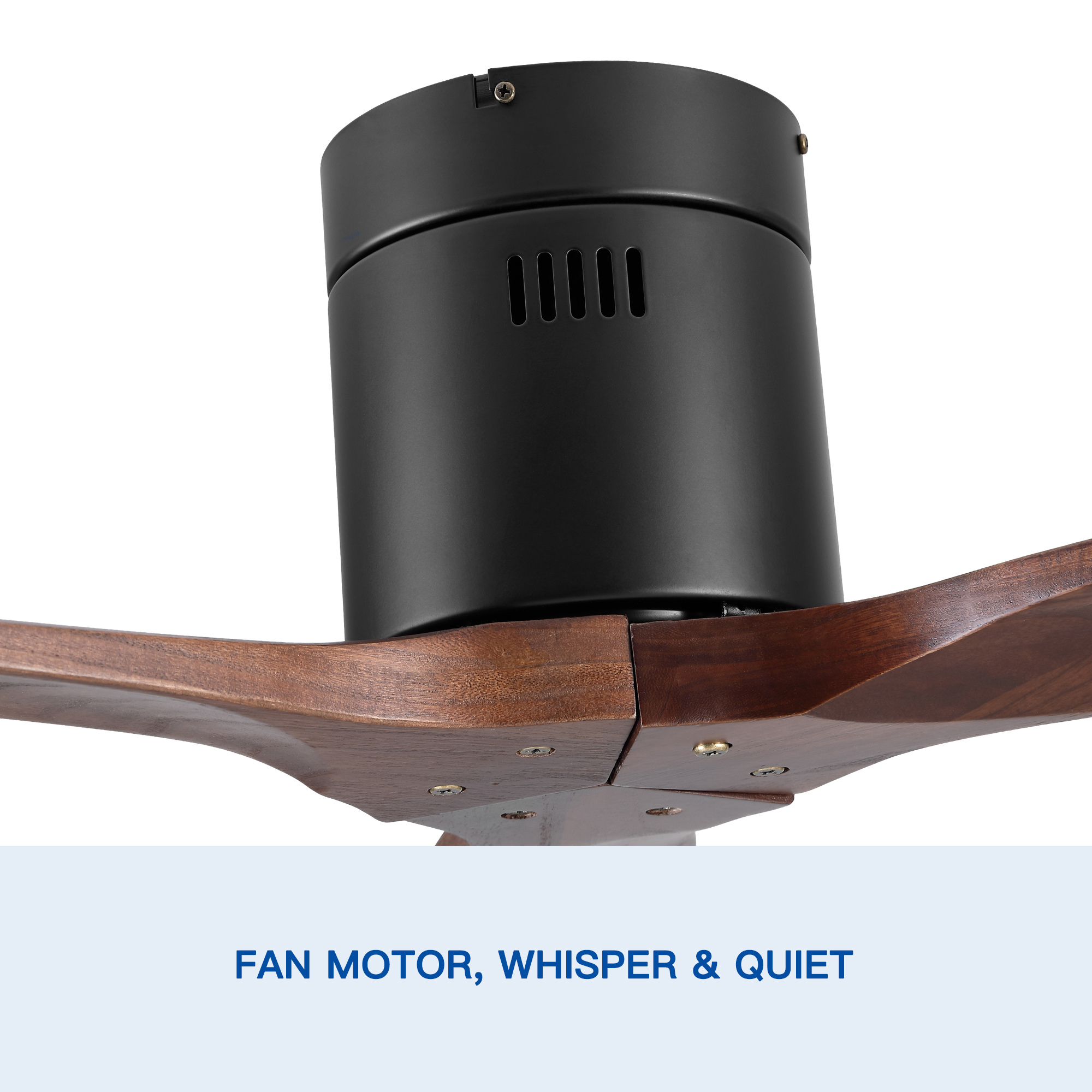 52" YUHAO Farmhouse Rustic Ceiling Fan without Light - Matte Black with Solid Wood Blade - Image 5