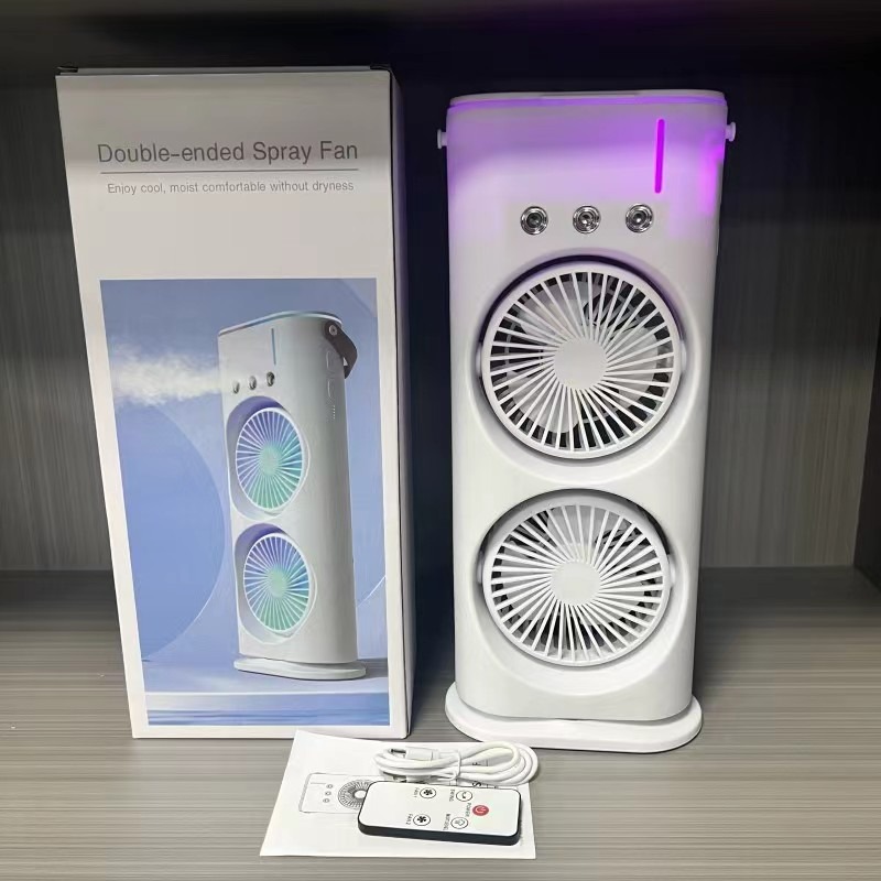 Double head spray fan USB office home dormitory desktop fan can shake the head mini fan - Image 2