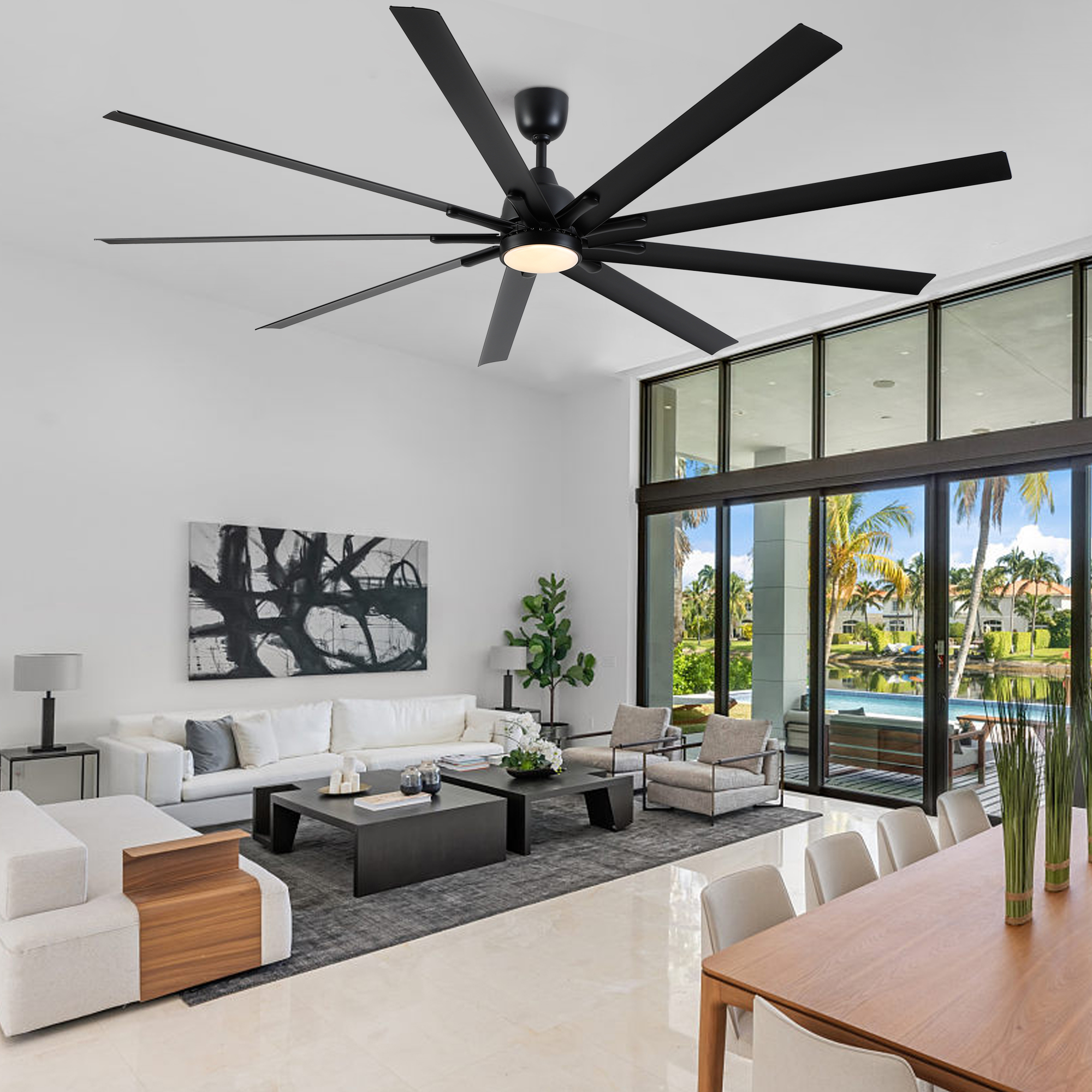 84 In Super Large Black Ceiling Fan with Remote Control - Image 13