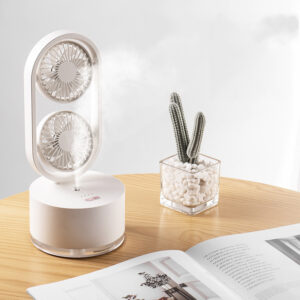 Two-In-One New Double-Leaf Spray Water-Cooled Fan Desk Top Dormitory Small Fan Ins Wind Humidifier Desk Fan