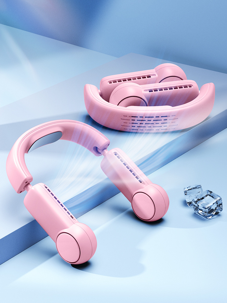 New Hanging Neck Fan Can Accommodate Hand-Held USB Mini Fan Without Leaf Lazy Cooling Hanging Neck Fan - Image 10