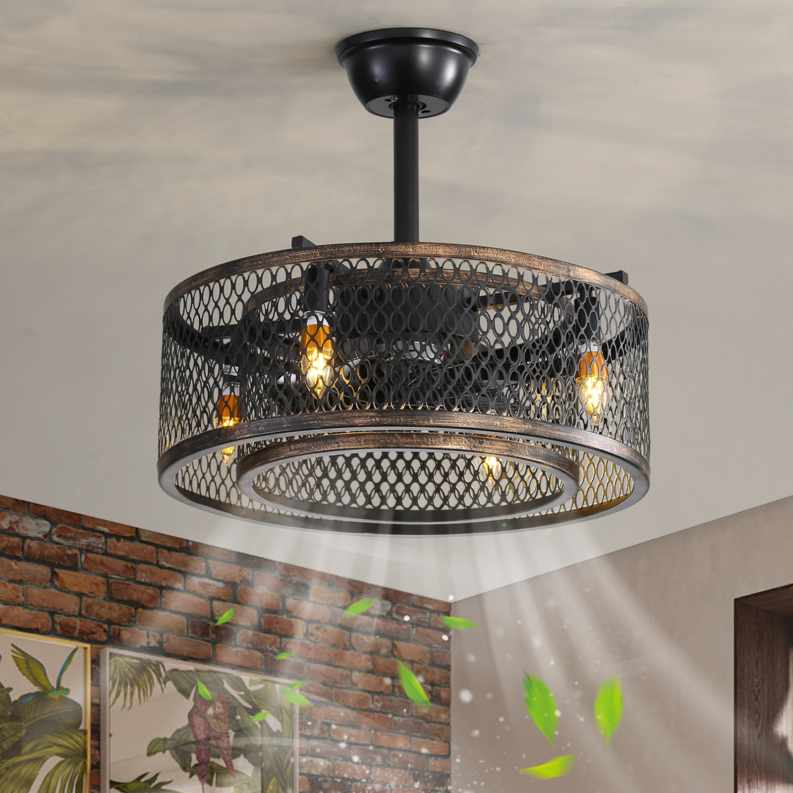 20 inch Caged Ceiling Fan with Lights - Image 8