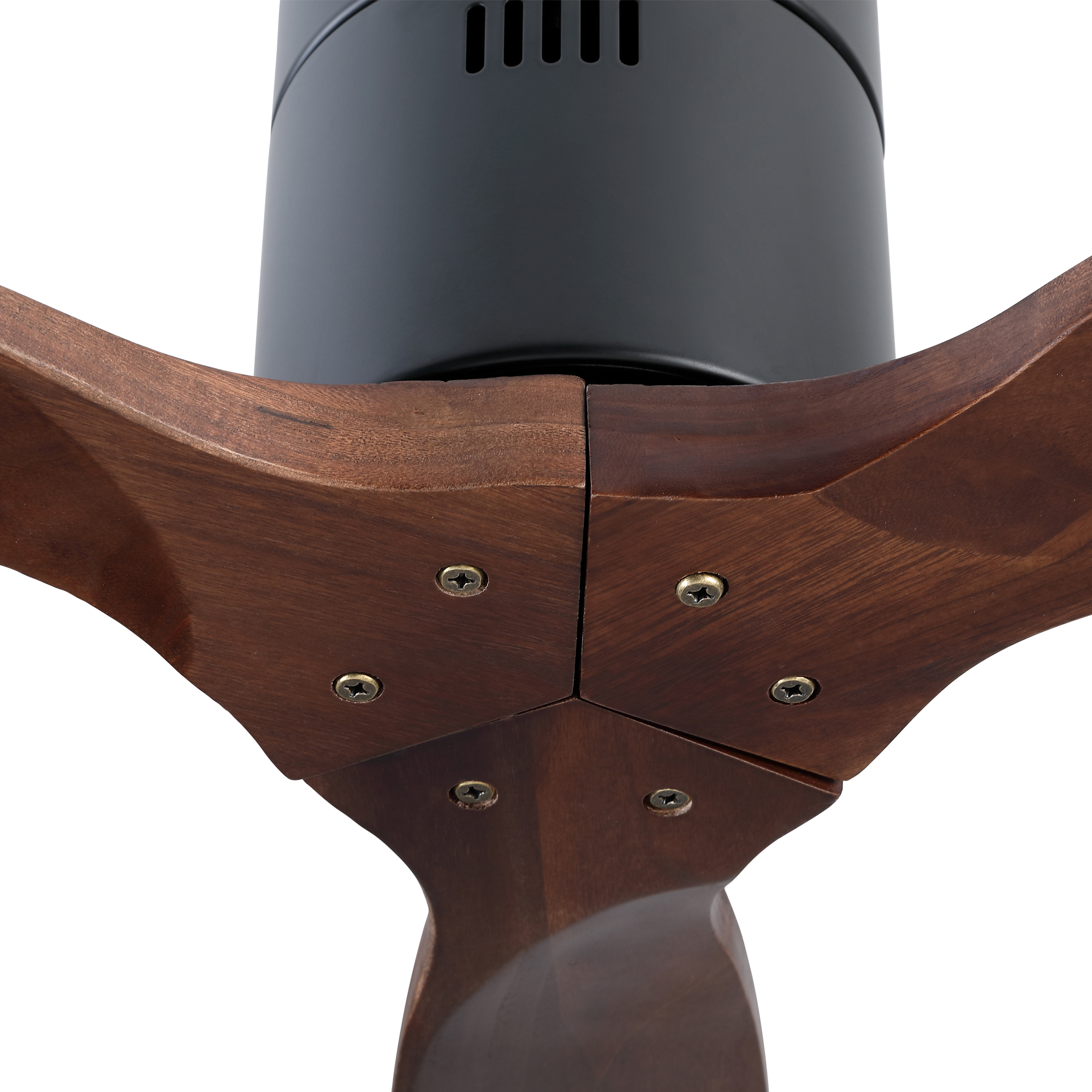 52" YUHAO Farmhouse Rustic Ceiling Fan without Light - Matte Black with Solid Wood Blade - Image 13