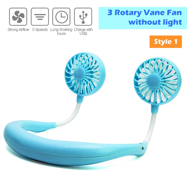 Mini USB Portable Fan Neck Fan Neckband With Rechargeable Battery Small Desk Fans handheld Air Cooler Conditioner for Room - Image 12