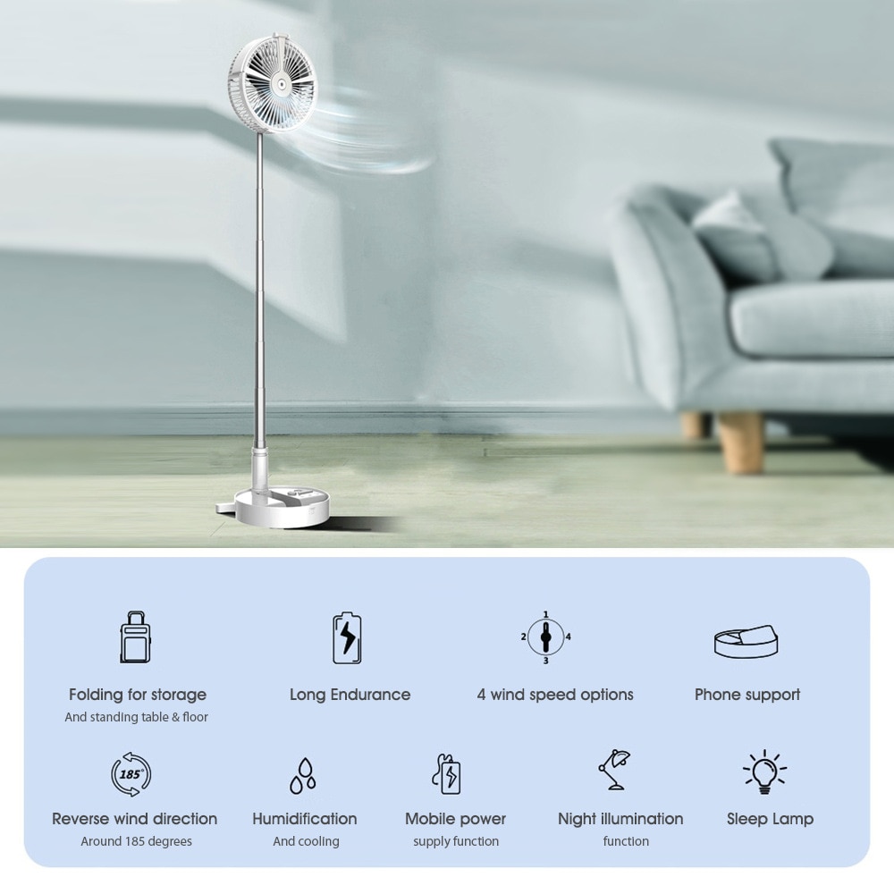 USB portable fan 7200mahbattery air conditioners portables air conditioner neck fans camping hand ceiling fan home rechargeable - Image 4