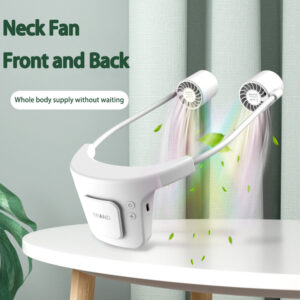 Front And Rear Blower Hanging Neck Fan Portable Outdoor Sports Lazy Hanging Neck Double-Headed Leafless Hanging Neck Fan
